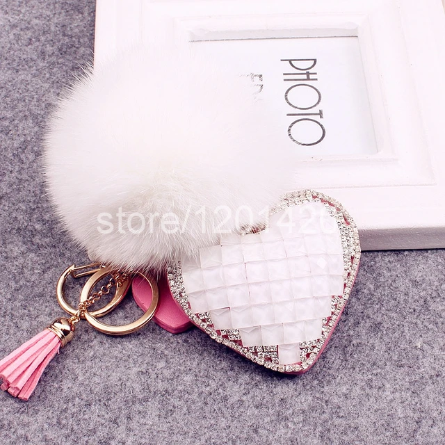 pure heart keychains sparkly crystal rhinestone bling bag charm car