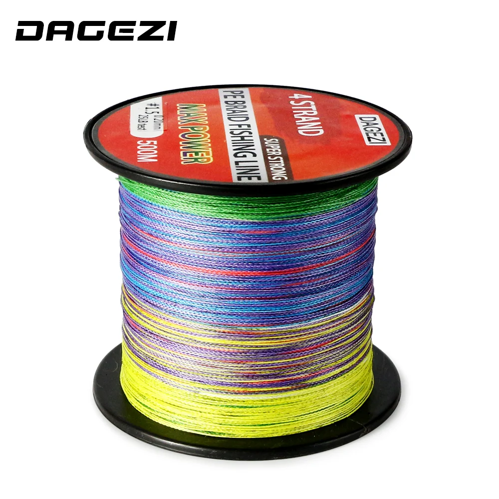 DAGEZI 10-80LB مزيج اللون 100% صنارة صيد بولي ايثيلين مجدول مع هدية 4 حبلا 500 m سوبر قوي المتعددة الشعيرات خيط صنارة الصيد s