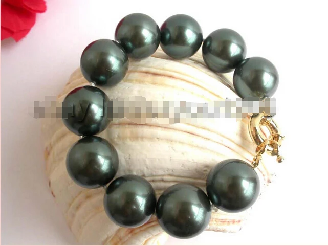 

Free shipping >>>>>>HUGE!Natural 20mm Tahiti Black Shell Pearl Bracelet!