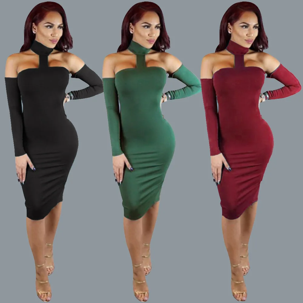 Shoulder Halter Choker Dresses 