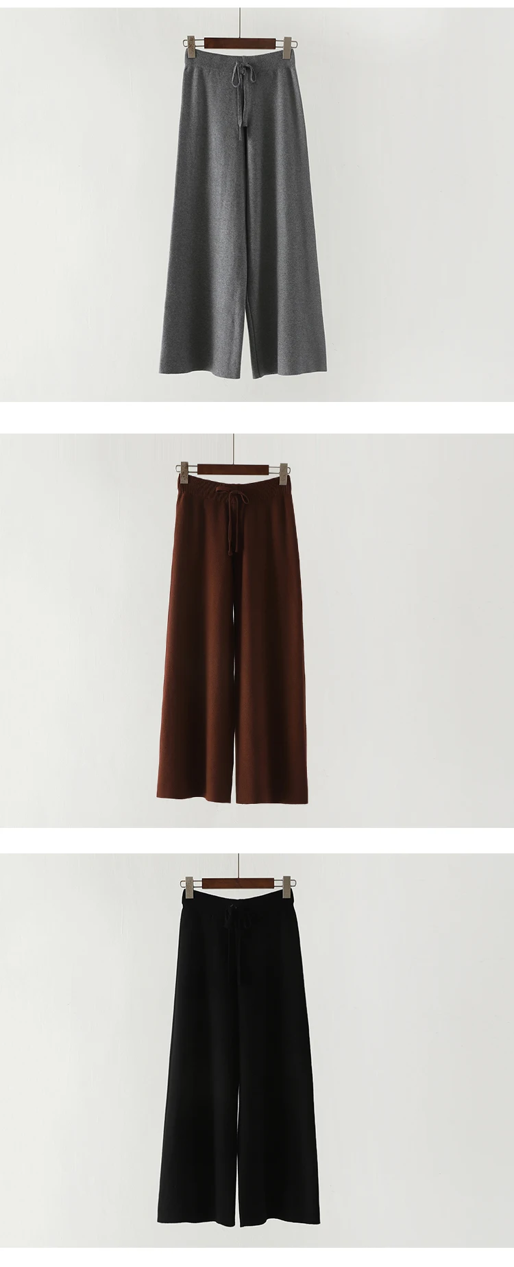 Новые корейские женские вязаные широкие брюки осень зима модные эластичные брюки с высокой талией женские повседневные свободные брюки S1797
