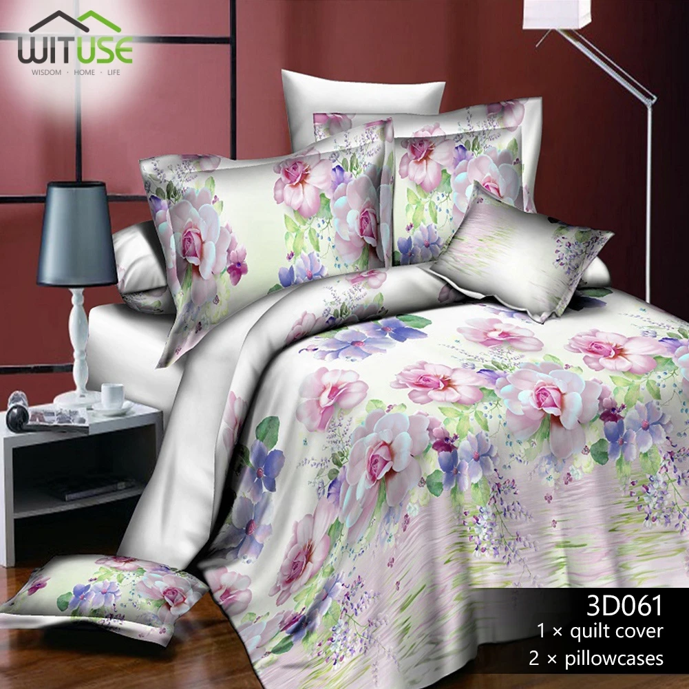 

NEW 3PCS QUEEN BEDDING SETS 3D SOFT QUILT DUVET COVER PILLOWCASE SET FLOWER AND ANIMALS PRINTING FOR HOME DECOR