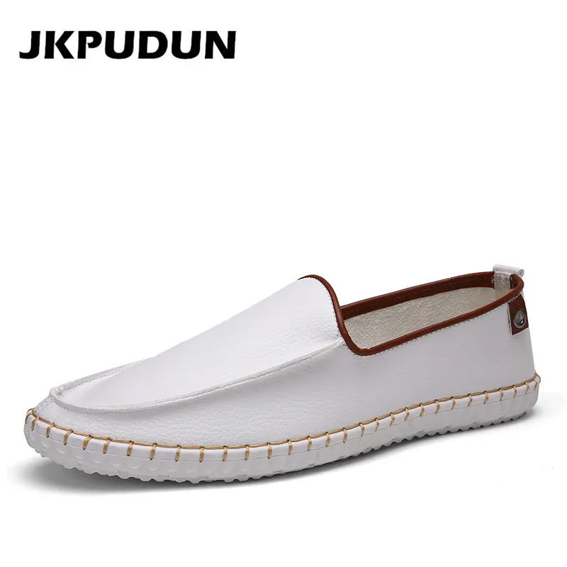 Handmade Leather Italian Casual Shoes Men White Designer Mens Driving