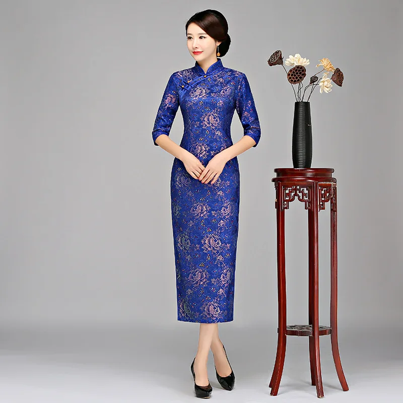 Summer Women Sexy Lace Chinese Style Dress Vintage Plus Size 3XL Long Qipao Novelty Lady