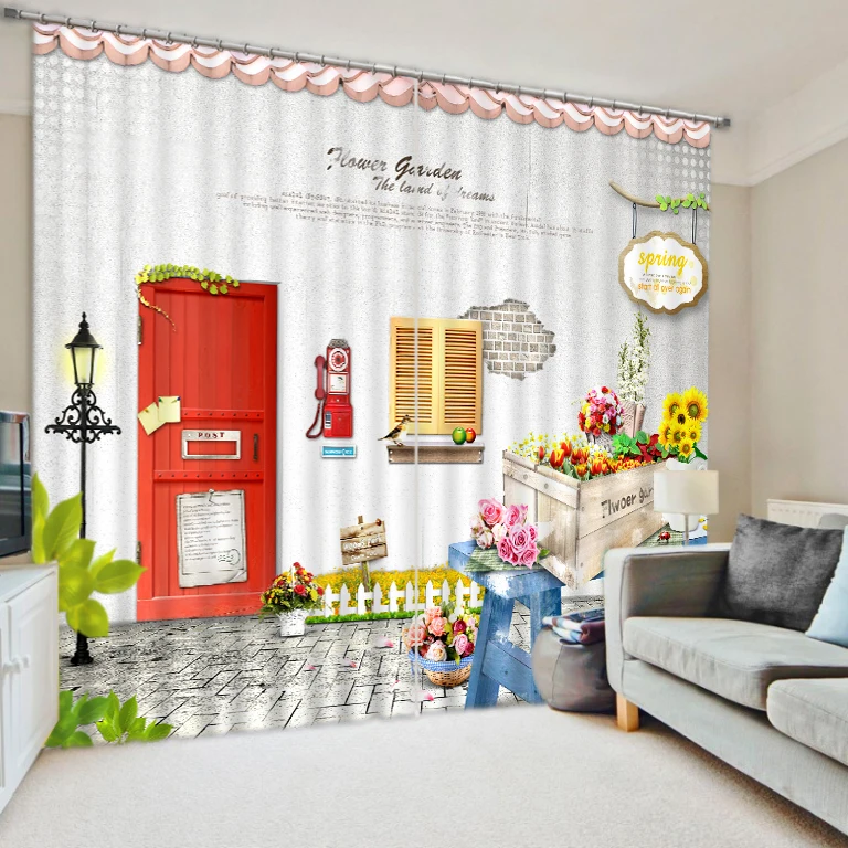 

3d cartoon printed decorative backdrop curtains