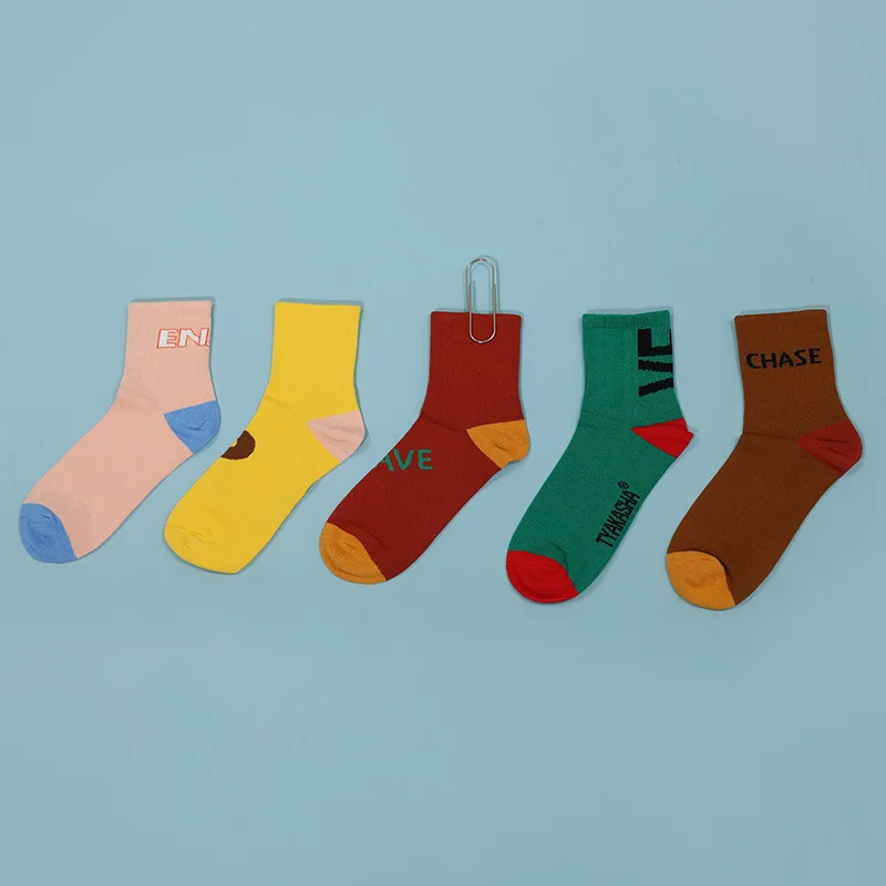 

Fashion Original Design High Quality Cotton Socks For Women Pink Yellow Red Brown Green Ladies Casual Socks Harajuku