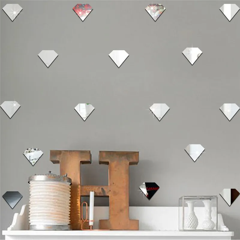 

12pcs Nordic Diamond Mirror Wall Stickers For Kids Room Acrylic Mirrored Decorative Sticker Nursery Mirror Wall Decals Muraux