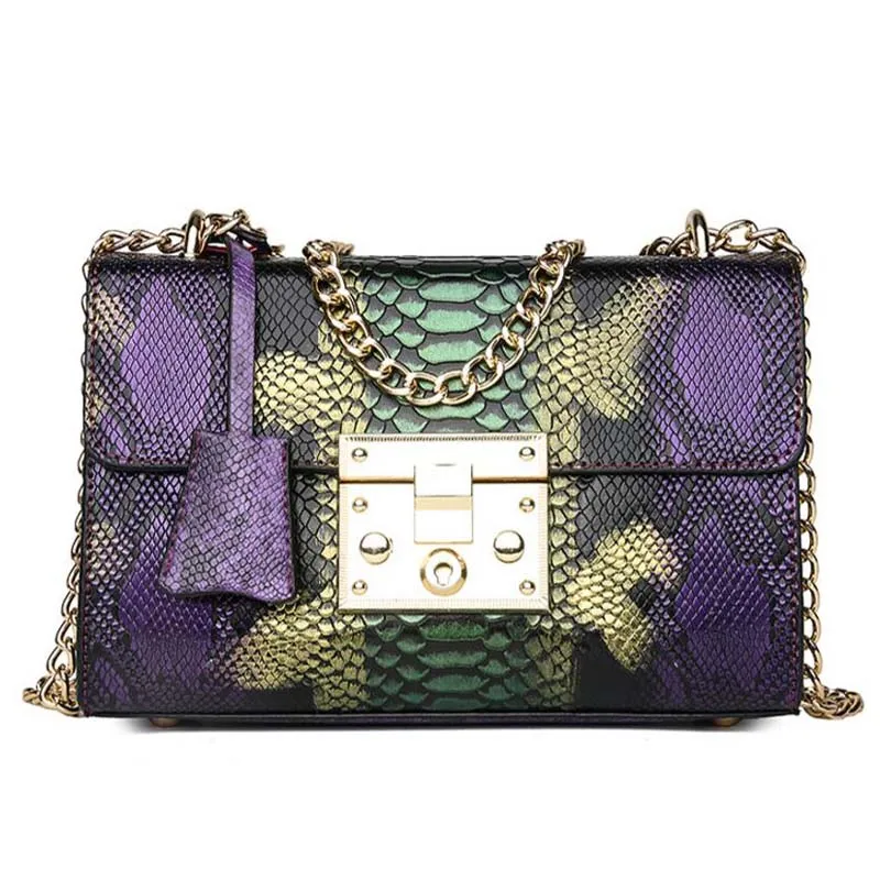 Fashion Serpentine Women Purple Purses Handbags Luxury Crossbody Bags for Women Ladies Blue ...