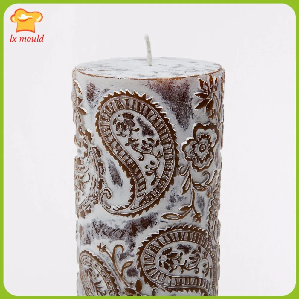 

2016 models Perris carved candles silicone mold large embossed cylindrical candle molds