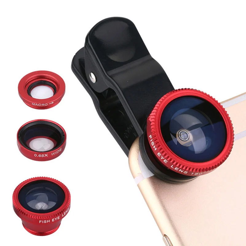 

3 in1 Universal Clip+Fish Eye+Wide Angle+Macro Lens For iPhone 5/6 Samsung LG HTC Moto Xiaomi Huawei Mobile Phone Fisheye Len