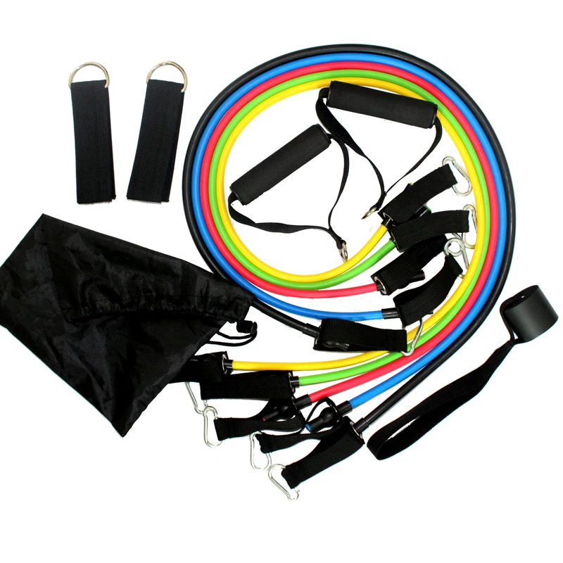 11 unids/set bandas de resistencia juego de ejercicios tubo fitness yoga pilates tubo de látex expansores tubos de goma de ejercicio FN