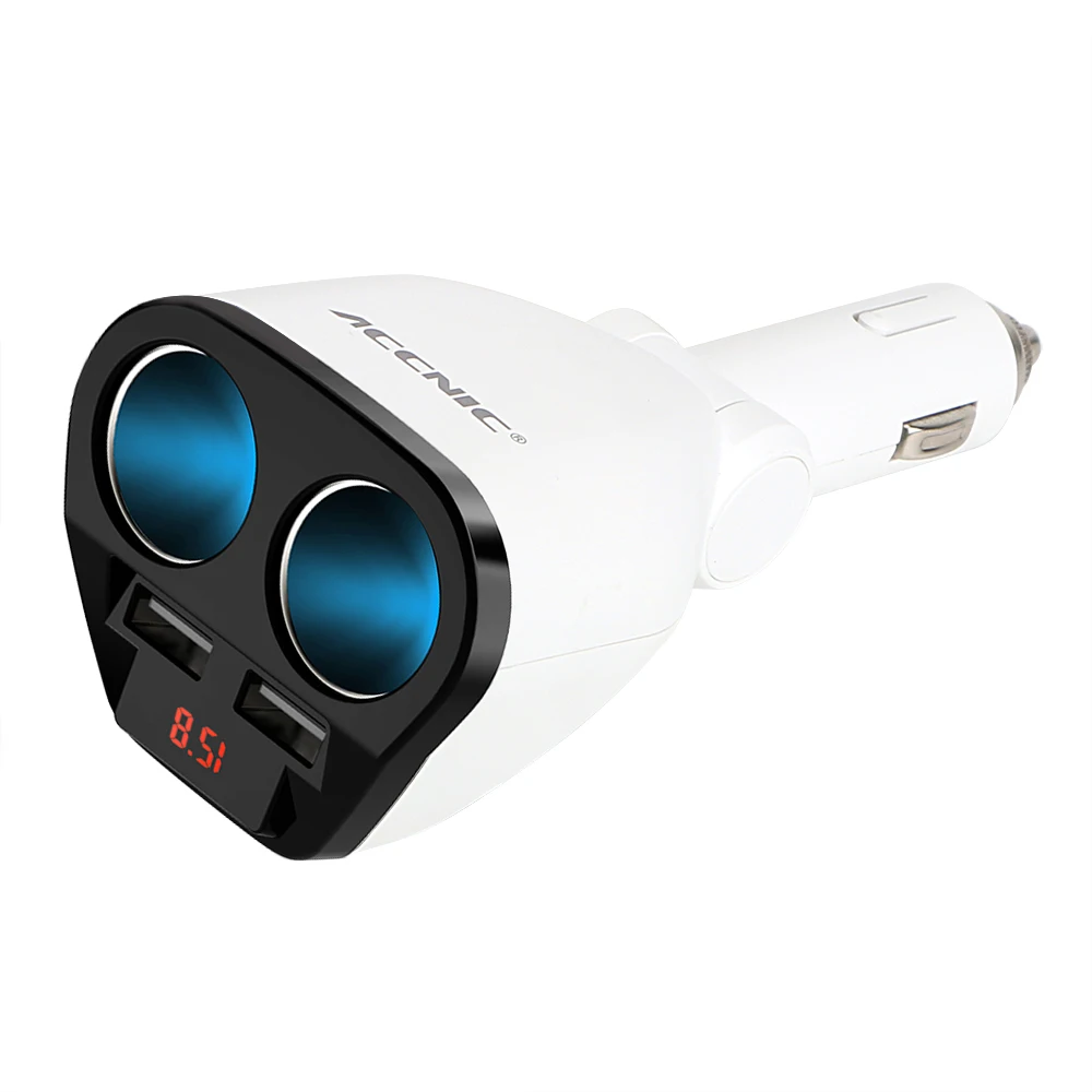 DC 12V / 24V 2 Ways Cigarette Lighter Dual USB Port Intelligent Output