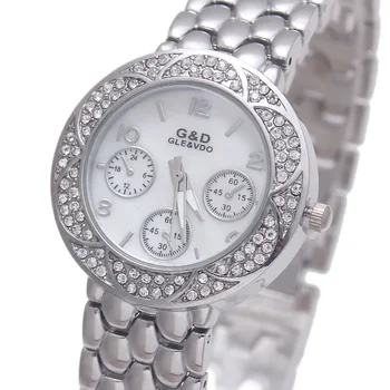 

2017 Silver Luxury Brand G&D Women Quartz Wristwatch Lady's Bracelet Watches Stainless Steel Relojes Mujer Relogio Feminino Gift