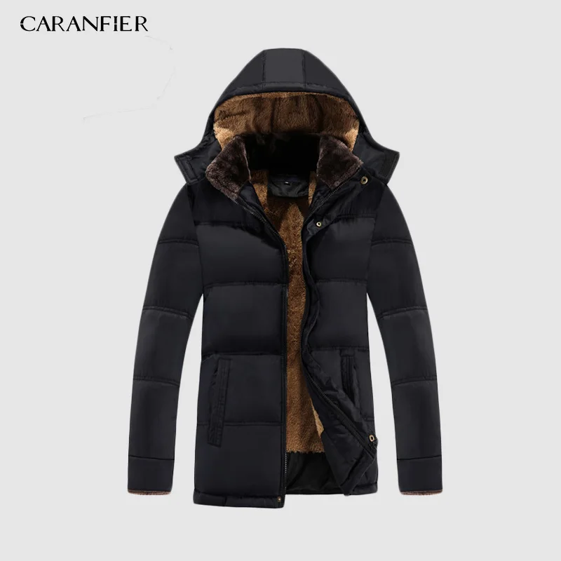 CARANFIER новые зимние длинные пальто для мужчин теплая Повседневная куртка Верхняя одежда модные толстые парки брендовая одежда Высокое качество парка для мужчин 3XL