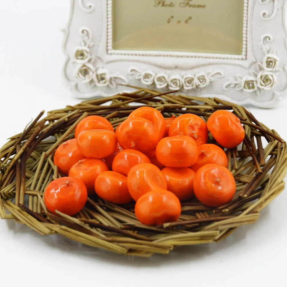 Mini Orange Artificial Fruits and Vegetables for Wedding Home Decoration Cognitive Toy Fake Plastic Foam Berries 20Pcs artificial fruits and vegetables