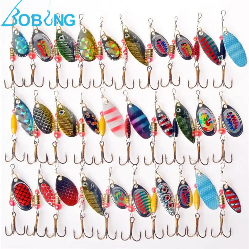 

Bobing 30Pcs Lot Fishing Lures Iron Hard Spoon Lures Spinners Multiple Colors Fish Lure Baits Set Tackle Accessories