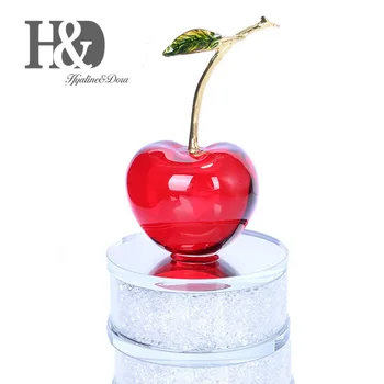 

H&D Crystal Fruit Napoleon Cherry Shape Figurine Ornament Home Decor (Red)