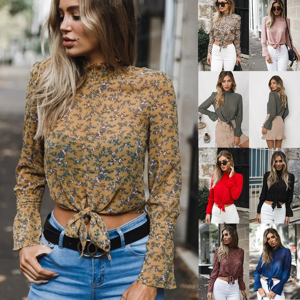 Women Blouse Summer Autumn Chiffon Top Long Sleeve Blouses Women Fashion Leopard Print Blouse Women Shirts Office Lady Workwear