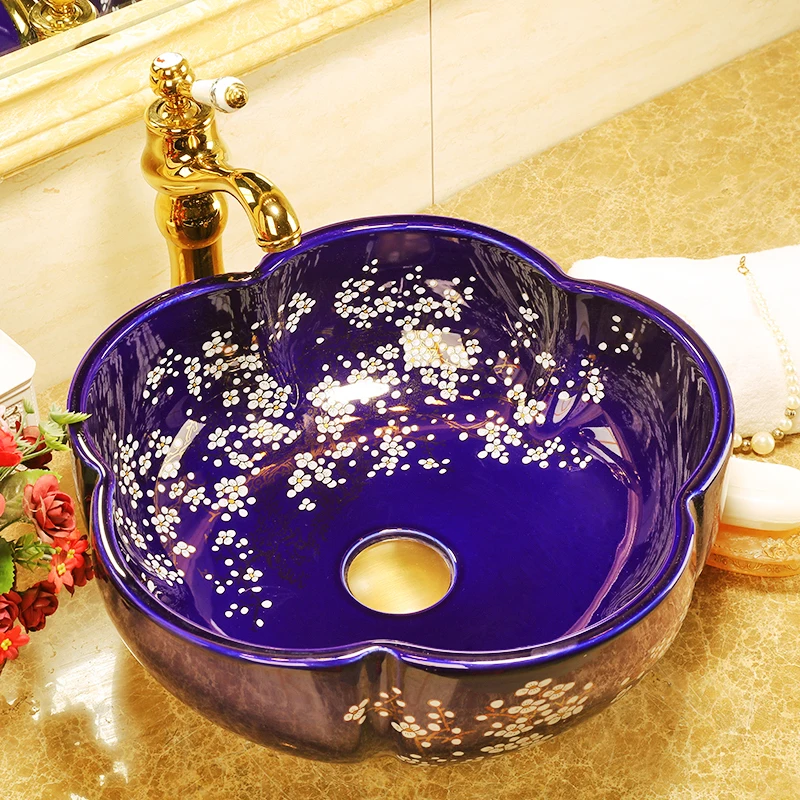 Europe style Handmade Lavabo Ceramic Washbasin Artistic Bathroom Sink Countertop wash basin  (1)