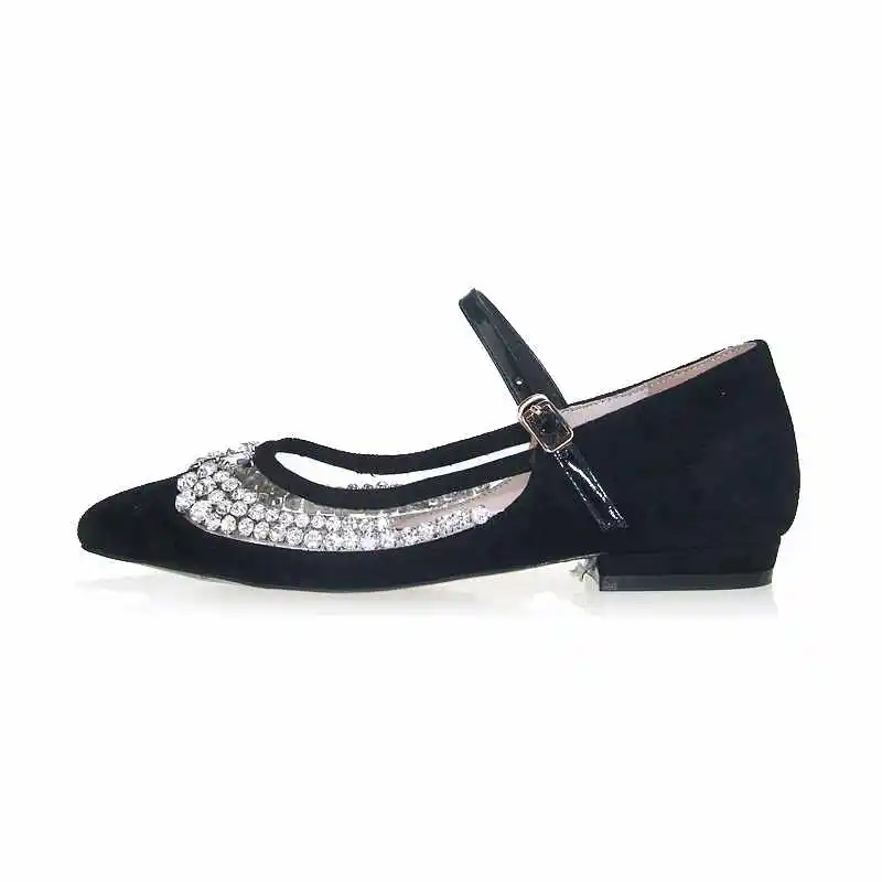 

2017 fashion women brand shoes sweet ballet comfortable flats bling diamond pointed toe genuine leather shallow women shoes 90