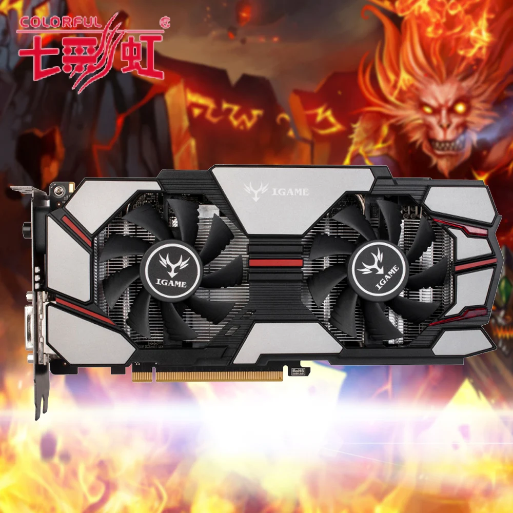 Colorful 2048MB NVIDIA GeForce GTX960 GPU 2GB 128bit 2*DVI+HDMI+DP Port DDR5 PCI-E X16 3.0 Video Graphics Card with 2Cooling Fan