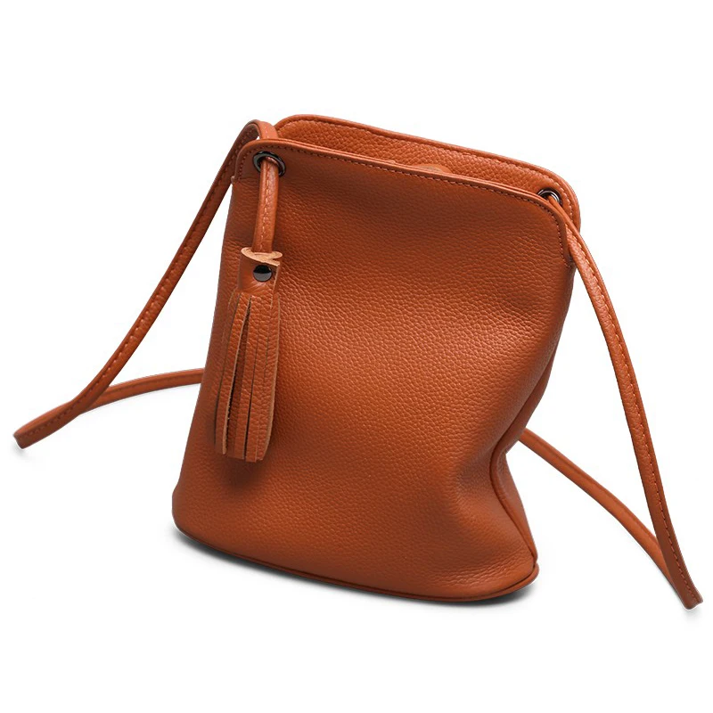Genuine Leather Tassel Crossbody Bags for Women Luxury Purse Ladies