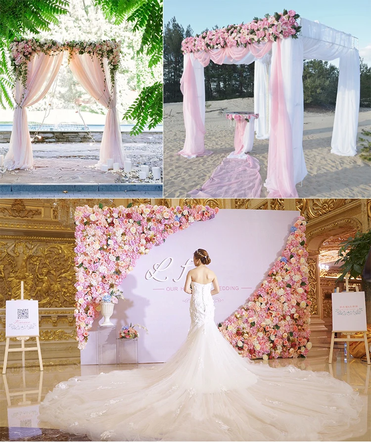 Flone Artificial Flower Row Hydrangea Rose Silk Flowers Wedding Flower Supplies Flower  (2)