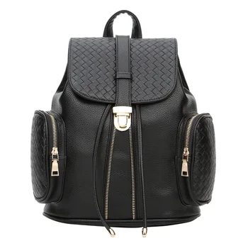 

New woven pattern Pu backpack shoulder bag female fashion trend backpack casual student college style travel motorcycle bag