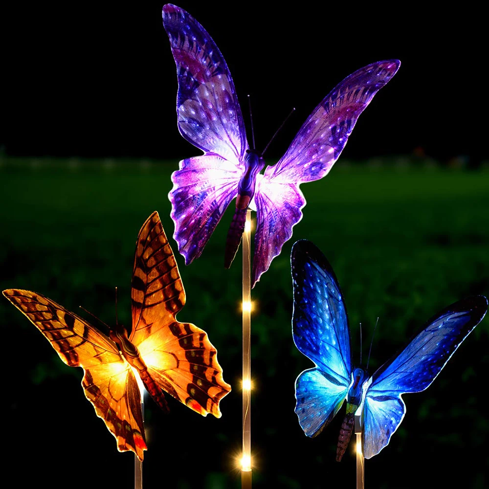 Solares do Jardim Multi-mudando a Cor da Borboleta do Pássaro Movido a Energia Luzes ao ar Lâmpada do Gramado Luzes Libélula Caminho Solar Livre Paisagem 4 Da Borboleta do pássaro Libélula Caminho Movido