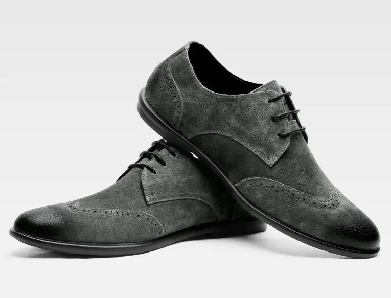 Pic dunkles Geschnitzt As Männer Wildleder Pic Echtes Vintage Casual Brogues Mix Farbe as Soft Atmungsaktive Kleid Wohnungen Schuhe Smart Brogue Kakifarbiges Leder RBnqHwF