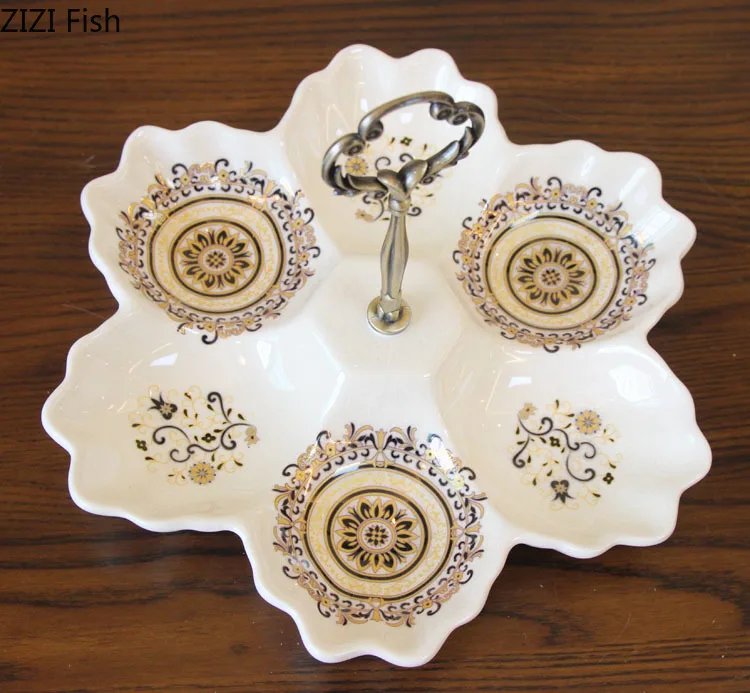 Керамическая Фруктовая тарелка в европейском стиле, украшение для дома, посуда, закуски/конфеты/сушеные фрукты/Десерт/тарелка для торта