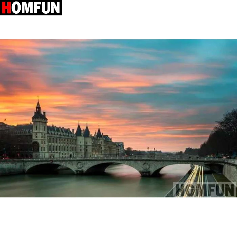 HOMFUN Full Square/Round Drill 5D DIY Diamond Painting &quotBridge scenery&quot Embroidery Cross Stitch Home Decor A15723 | Дом и сад