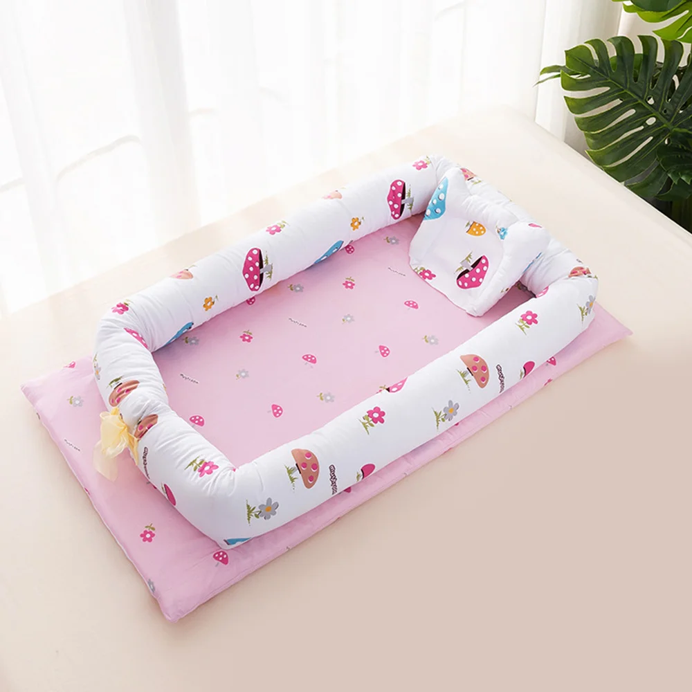 Переносная кровать для новорожденных, бампер с мультяшным принтом, детское гнездо для путешествий, детская кроватка, детская кроватка из хлопка, детская кроватка, детские кровати, Babynest - Цвет: PJ3625-7
