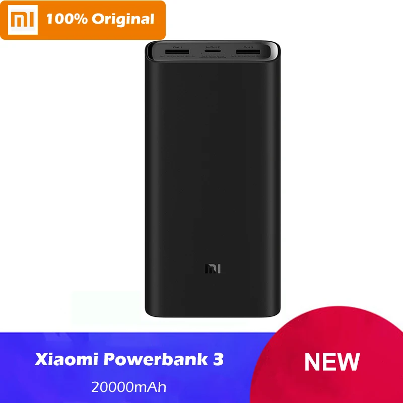 

Original Xiaomi Power Bank 3 20000mAh Portable Charger 45W Two-way Quick Charge 3 Output Interface Powerbank External Battery
