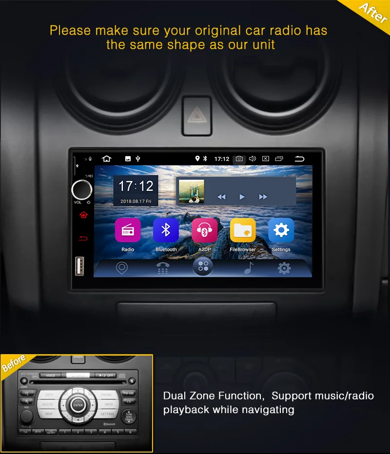 Clearance Pumpkin 2 Din 7" Android 8.0  Octa-core 4G+32G Universal Car Stereo Radio No DVD Player GPS Navigation Wifi 4G Fastboot Headunit 2