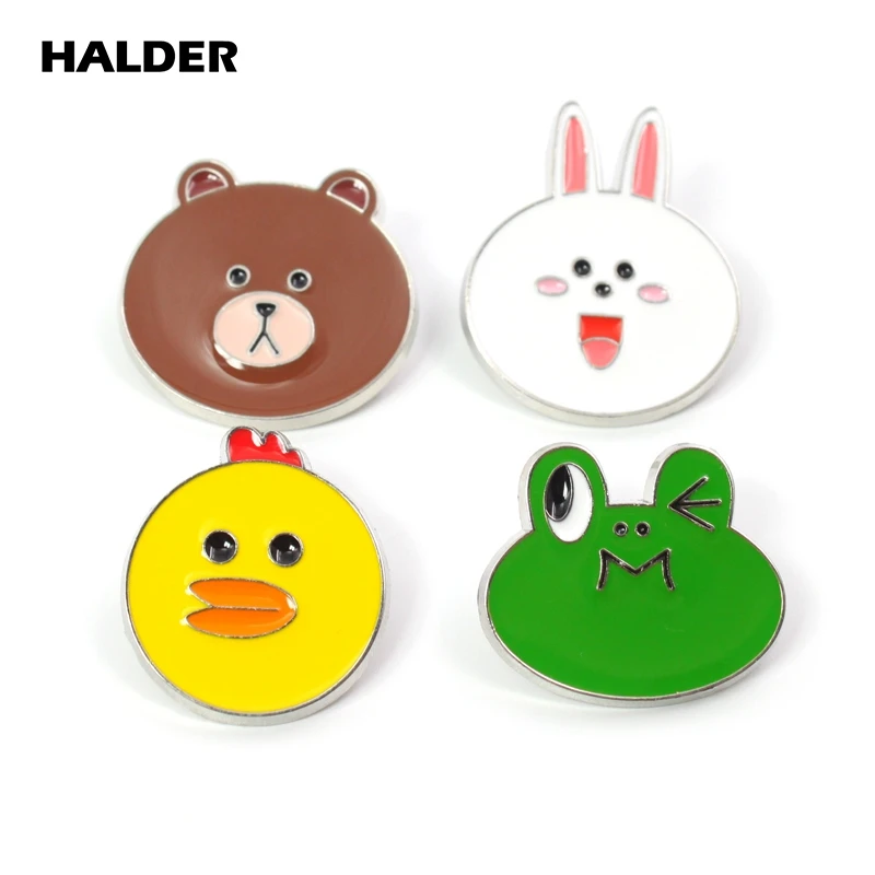 

HALDER Line Town Friends Brown Bear Fashion Jewelry Cony Rabbit Leonard Brooches Sally Chicken Pins Lapel Badge Accessory Gift