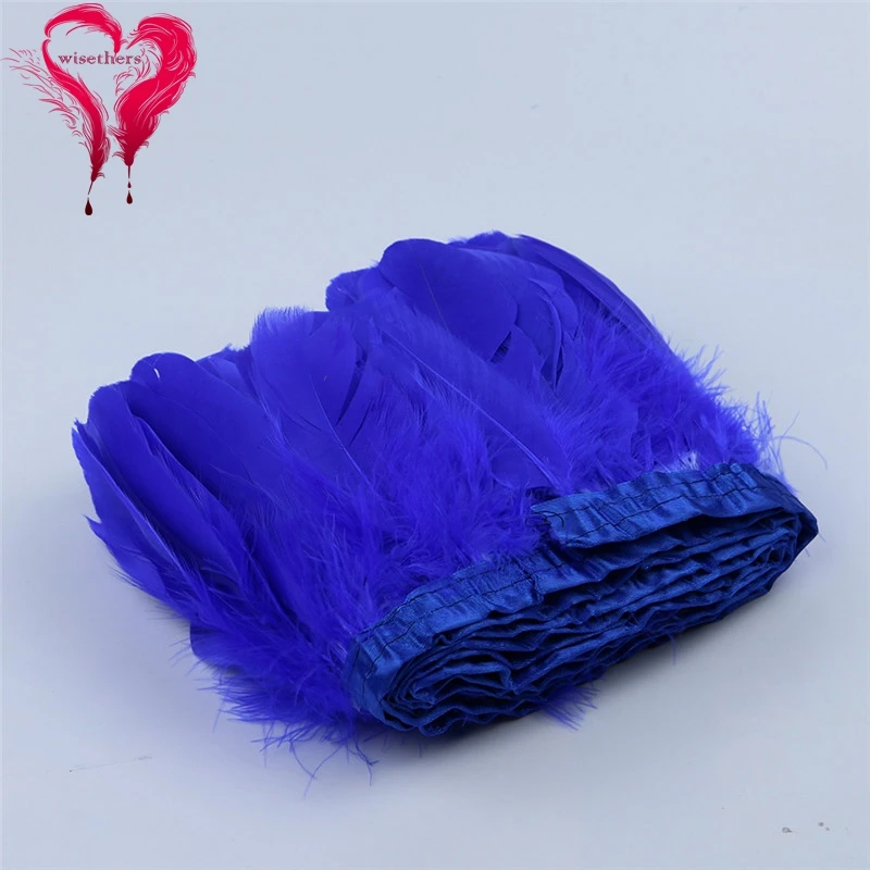 3 royal blue goose feather fringe 3