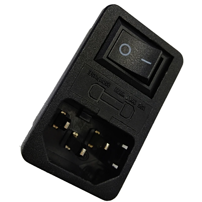 IEC320 C14 AC 250 В/10A Разъем питания с держателем предохранителя черный 2Pin