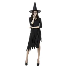 Черный костюм ведьмы для взрослых женщин девушки ведьмы платье Хэллоуин косплей костюмы