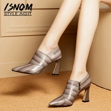 ISNOM Cow Leather Pumps Women Pointed Toe Footwear Fashion Zip Shoes Female High Heels Shoes Woman 2019 New Party Pumps Office ISNOM Cow Leather Pumps Women Pointed Toe Footwear Fashion Zip Shoes Female High Heels Shoes Woman 2019 New Party Pumps Office