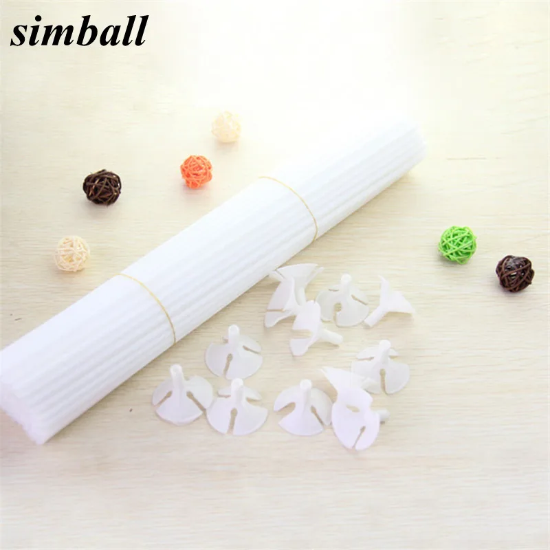 

10set/lot 32cm Latex Balloon White PVC Stick Rods Plastic Balloon Accessories Balloon Holder Sticks White Cup Wedding Decoration