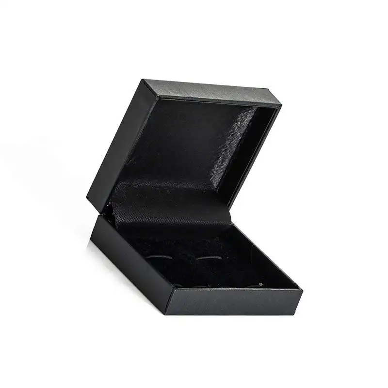 Черная кожаная коробка для запонок, кожаные запонки, коробка для демонстрации ювелирных изделий, набор из 6 запонок