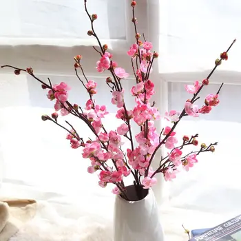 

10PCS Artificial Flower Silk Single Plum Blossom Chinese Wedding Home Decoration Flower Wall Rose Photography