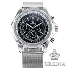 MG. Мужские часы ORKINA из нержавеющей стали с сетчатым ремешком, аналоговые часы с хронографом, японские кварцевые наручные часы