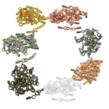

84 Pieces Wholesale Round Spring Clasp 3mm Crimp Tube Bell Ends Clasp