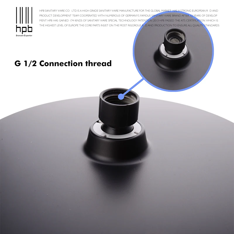 HPB Matte Black 230*230mm 9 inch Round ABS Plastic Shower Head Pressurized Rainfall Showerhead Top Over Shower Sprayer H1002 HPB Matte Black 230*230mm 9 inch Round ABS Plastic Shower Head Pressurized Rainfall Showerhead Top Over Shower Sprayer H1002