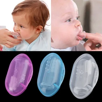 

Hot 1Pcs Useful healthy Kids Baby Infant Soft Silicone Finger Toothbrush Teeth Rubber Massager Brush with box