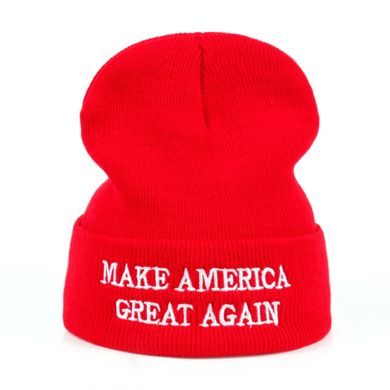 

2017 new MAKE AMERICA GREAT AGAIN! - Donald Trump 100% Acrylic Warm Knitted Beanie Cap, Beautiful EMBROIDERED Text men women War