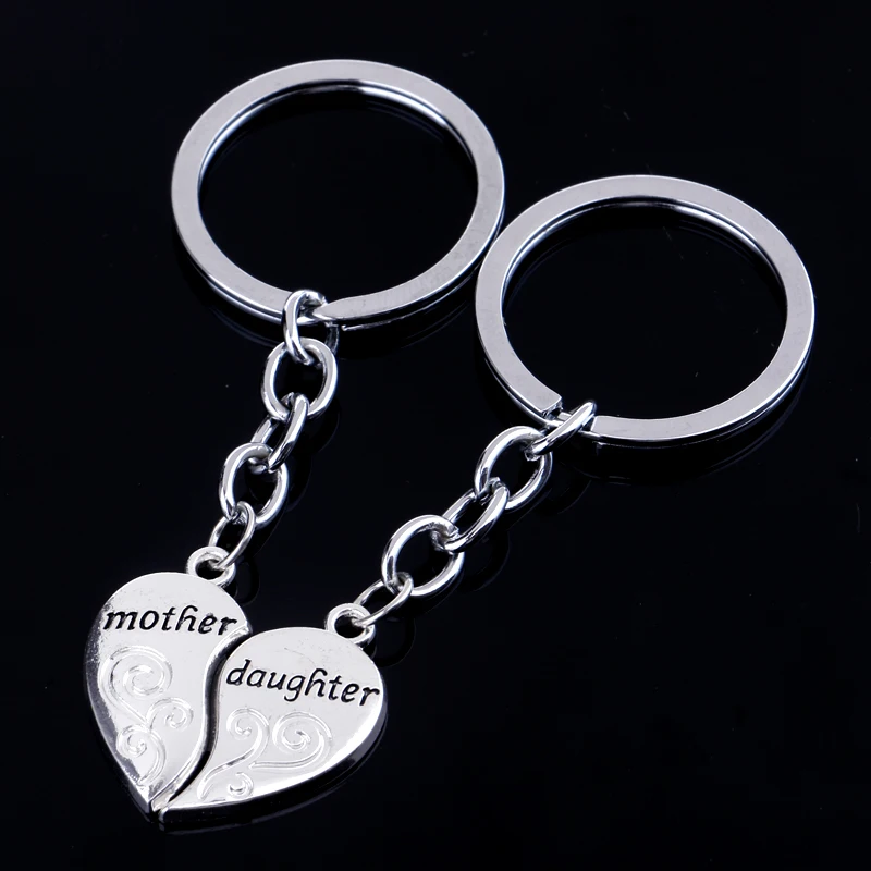 Bespmosp 12set Mother Daughter Broken Heart Keyring Keychain Keyfob Mom