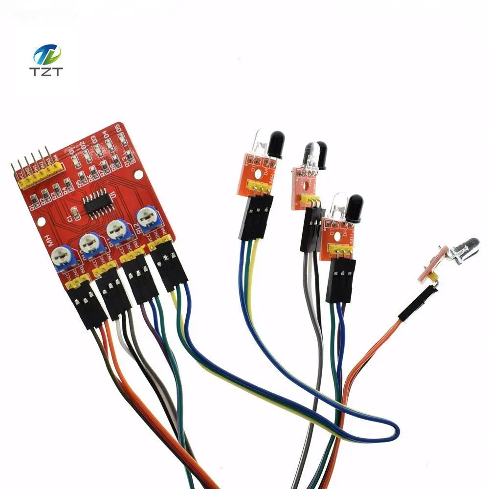 

F233-01 Four-way infrared tracing / 4 channel tracking module / transmission line / obstacle avoidance / car / robot sensors